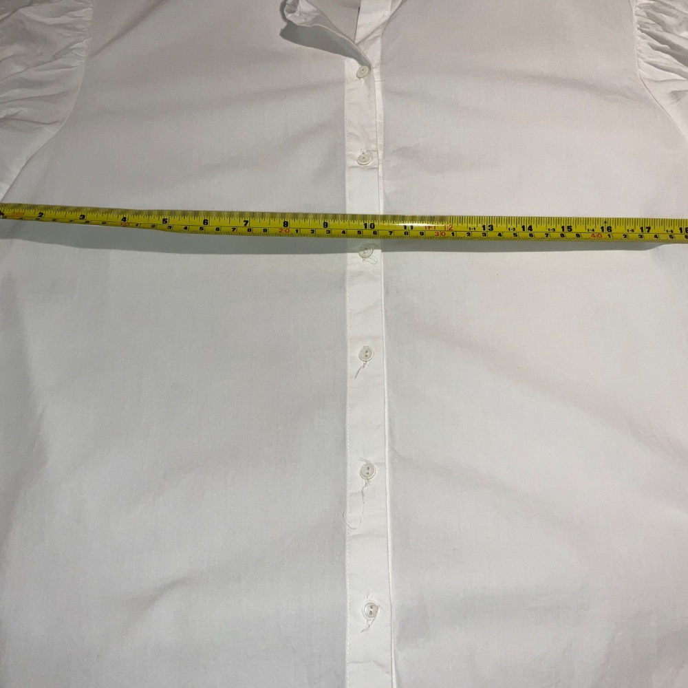 H&M White 100% Cotton 3/4 Puffy Sleeve Blouse Top Button Down Size 8 - Picture 4 of 9